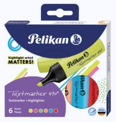 Estuche 6 marcador fluorescente textmarker 490 colores surtidos