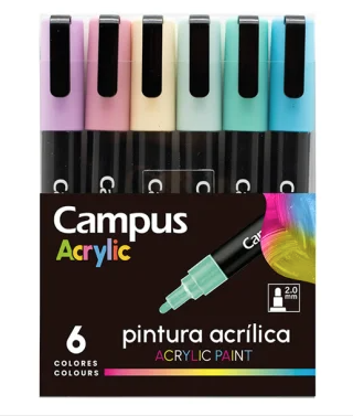 Rotuladores Acrílicos Campus Acrylic 6 colores Pastel