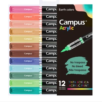 Rotuladores Acrílicos Campus Acrylic Punta Pincel 12 colores Tierra