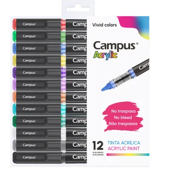 Rotuladores Acrílicos Campus Acrylic 2.0 12 colores Vivos