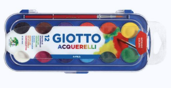 Estuche plastico 12 acuarelas giotto + pincel colores surtidos